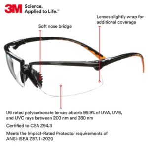 3M Privo Protective Eyewear,clear anti-fog lens, black frame