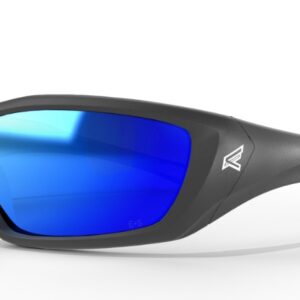 Edge Eyewear ROBSON Glasses, Polarized Aqua Precision Blue Mirror Lens, Black Frame