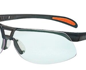 UVEX Protégé Semi-Rimless Safety Glasses with Black Frame, Clear Lens with Hydroshield  Anti-Fog Coating